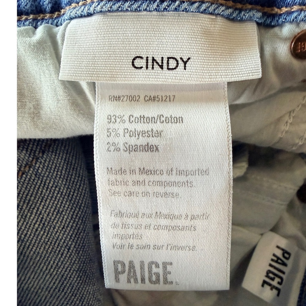 Paige Cindy High Rise Straight Leg Jeans Medium Wash Raw Hem Blue Size 27 - Picture 7 of 8
